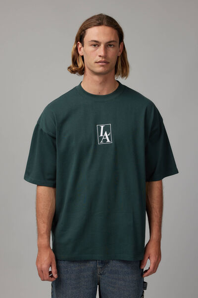 Heavy Weight Box Fit Graphic Tshirt, UC IVY GREEN/LA BADGE