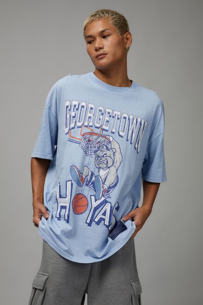 Oversized College T Shirt, LCN GEO WASHED CAROLINA BLUE/HOYAS DUNK