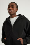 Authentics Boxy Zip Thru Hoodie, BLACK - example image 4