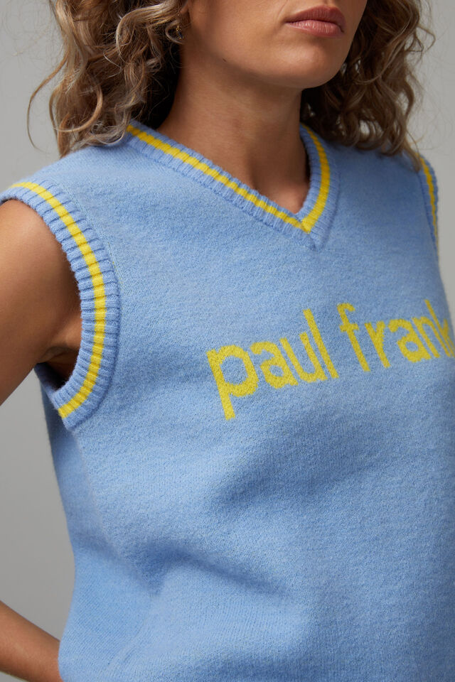 Paul Frank Oversized Knit Vest, LCN PAU MAYA BLUE/PAUL FRANK
