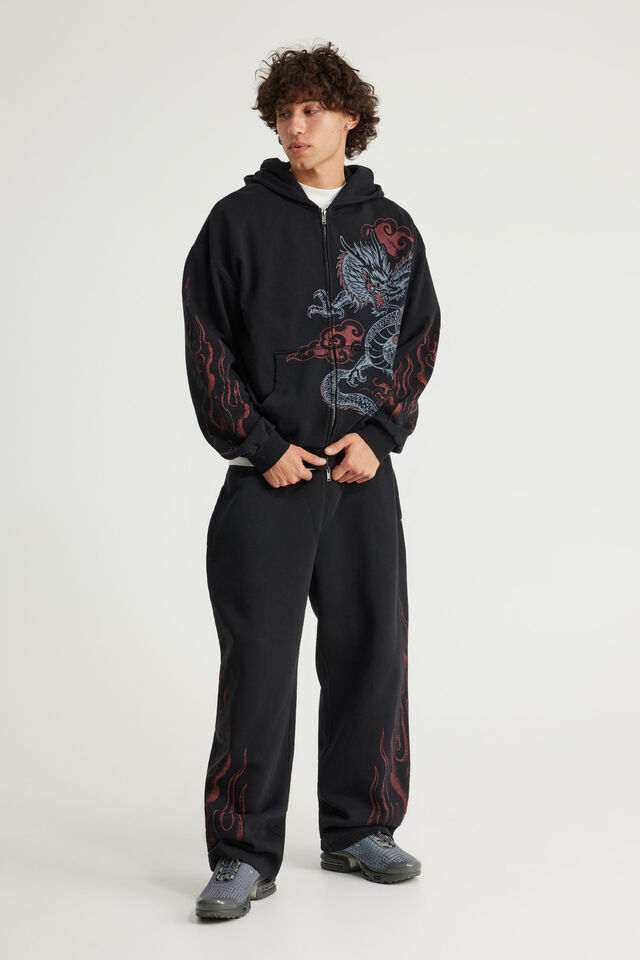 Baggy Trackpant, NTN WASHED BLACK/DRAGON