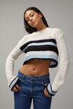Kelsey Knitted Crop Stripe Jumper, BLUE STRIPE MULTI - alternate image 5