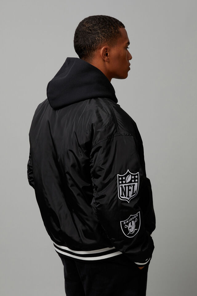 Nfl Bomber Jacket, LCN NFL RAIDERS BLACK/WHITE
