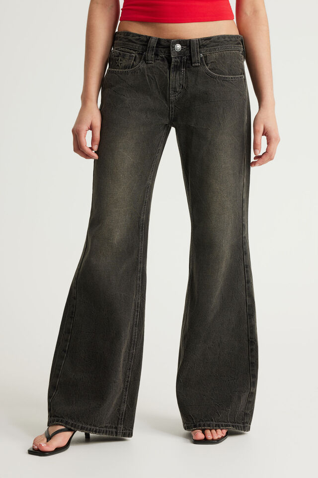 Luca Low Rise Bootleg Jean, LILLITH BLACK/ANGEL WINGS