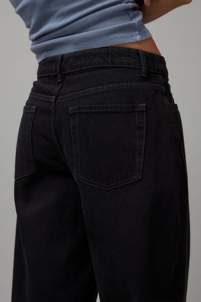 Low Rise Baggy Jean, WASHED BLACK