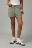 Boxy Fleece Short, WORN KHAKI - alternate image 2