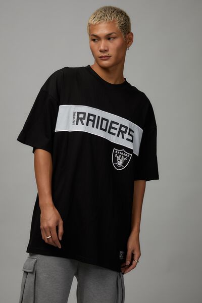 Oversized Nfl T Shirt, LCN NFL PANELLED BLACK GREY/RAIDERS