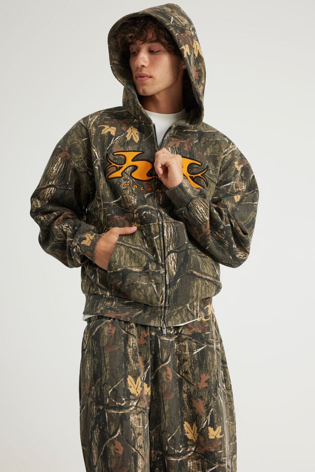 Half Half Zip Thru Hoodie, HH FORREST CAMO/GLOOP