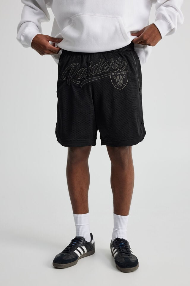 Nfl Basketball Short, LCN NFL BLACK/RAIDERS SCRIPT STEALTH