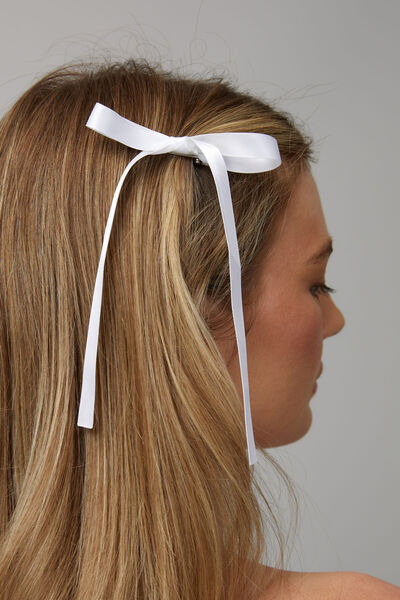 2Pk Hair Ribbons, WHITE