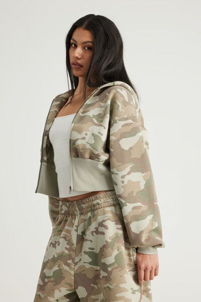 Authentics Shrunken Zip Through Hoodie, SUMMER CAMO