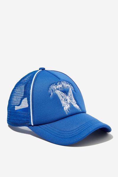 Girls Trucker Hat, DRIPPING BLUE BUTTERFLY