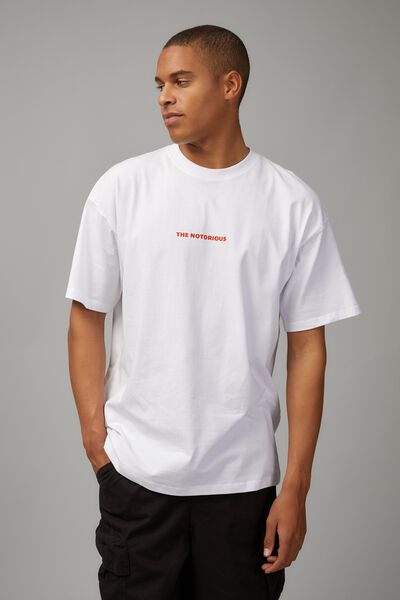 Oversized Music Merch T Shirt, LCN MT WHITE/BIGGIE MO MONEY