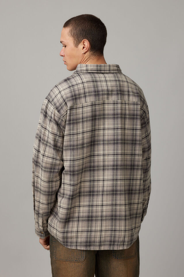 Washed Lightweight Check Shirt, WASHED GREY BLACK CHECK