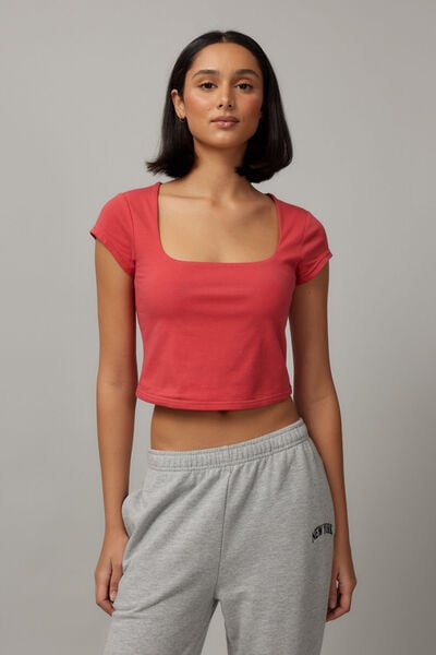 Sally Square Neck Tee, VINTAGE RED
