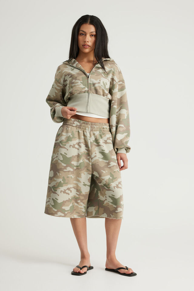 Authentics Shrunken Zip Through Hoodie, SUMMER CAMO