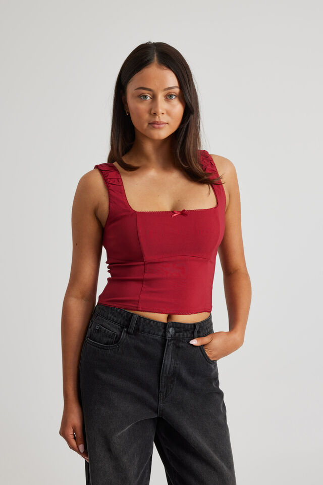 Peyton  Picot Trim Corset Top, SCOOTER