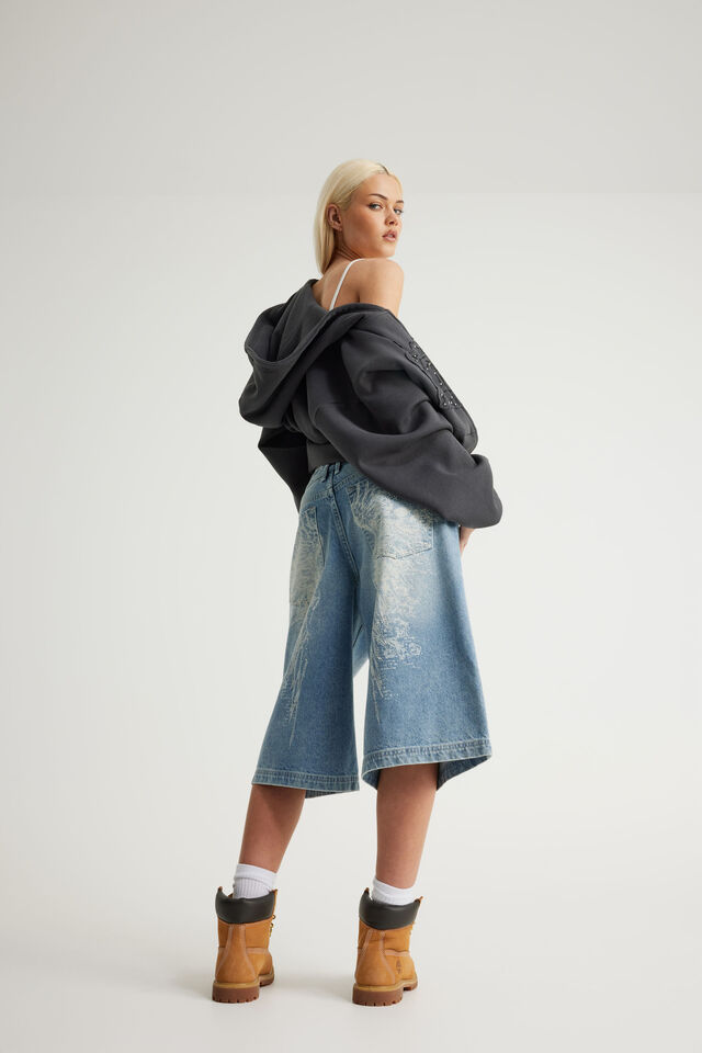 Romy Baggy Jort, CHARISMA BLUE/SKULL ANGEL WINGS