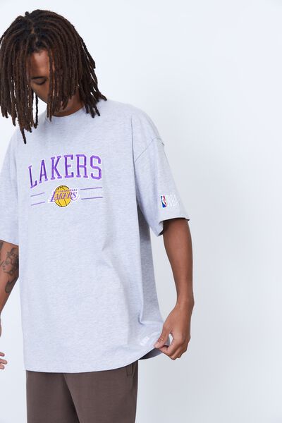 Oversized Nba T Shirt, LCN NBA GREY MARLE/LAKERS CLASSIC