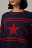 Billie Oversized Stripe Knit Jumper, NAVY/RED - alternate image 4