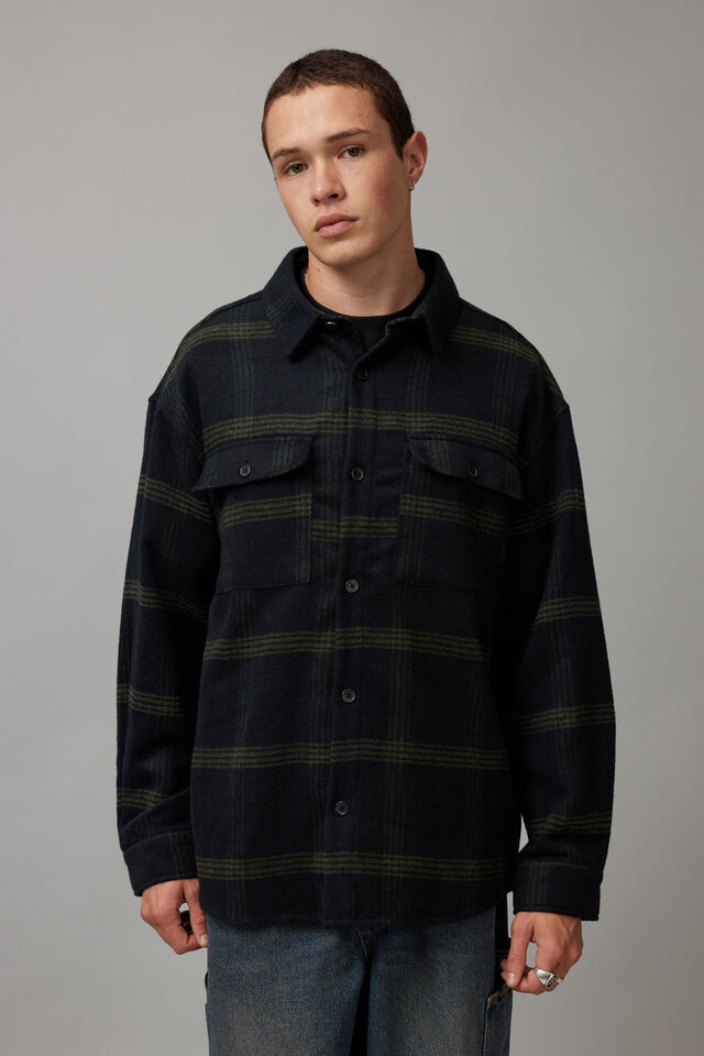 Street Flannel Shirt, BLACK KHAKI CHECK