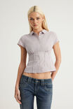 Short Sleeve Fitted Shirt, PINK CHECK - example image 1