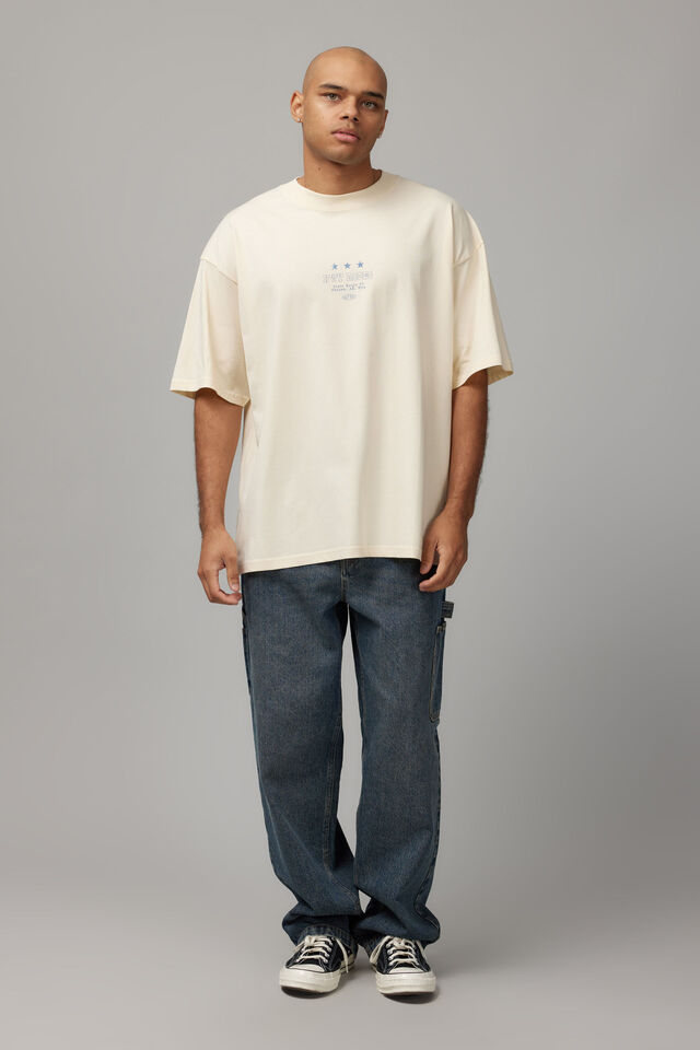 Half Half Box Fit Graphic T Shirt, HH OFF WHITE/HWY RODEO