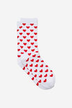 WHITE WITH RED HEARTS