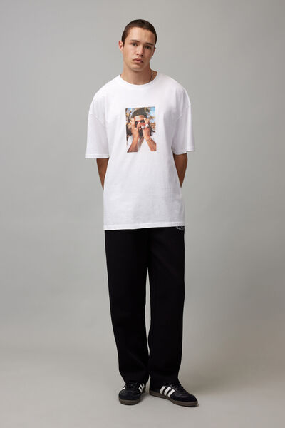 Oversized Music Merch T Shirt, LCN WMG WHITE/BURNA HANDS