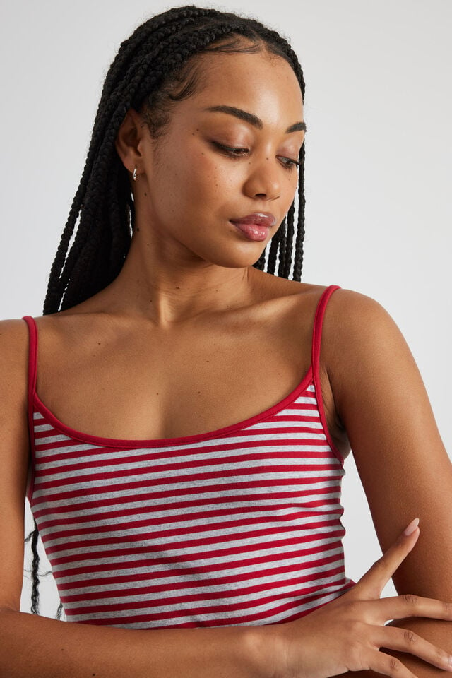 Classic Cami, RED/GREY MARLE STRIPE