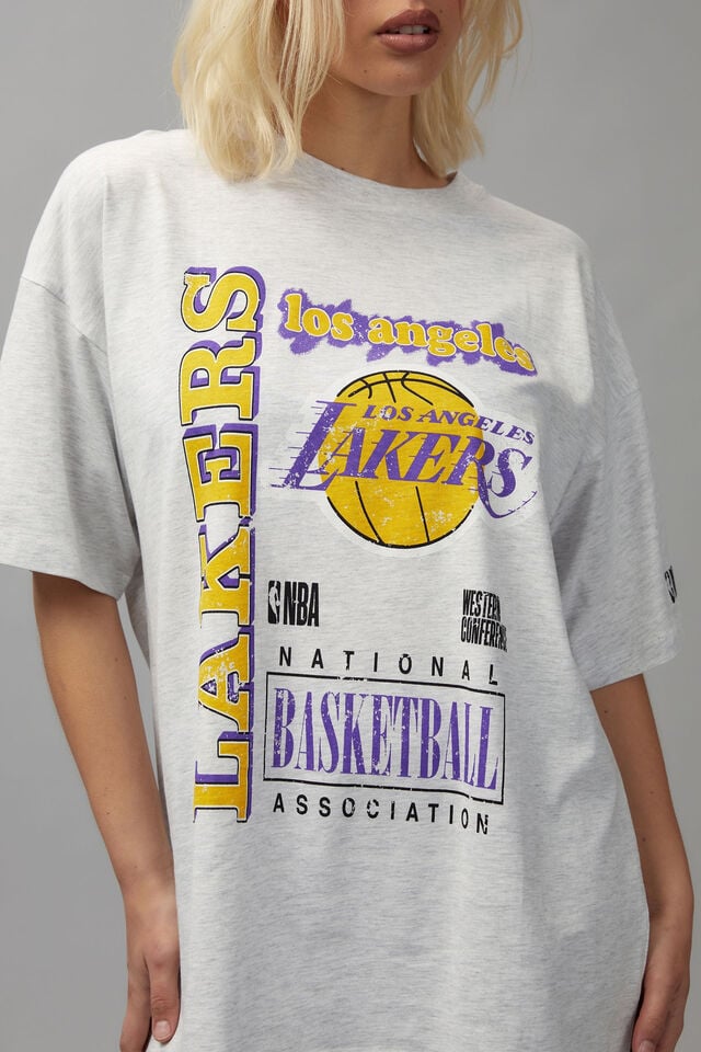 Nba Oversized Graphic Tee, LCN NBA LOS ANGELES LAKERS/SILVER MARLE