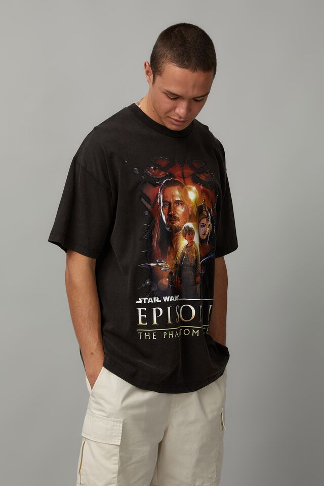 Oversized Star Wars T Shirt, LCN LUC WASHED BLACK/EPISODE 1