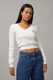 Olivia Knit V Neck Sweater, WHITE/LA - alternate image 1