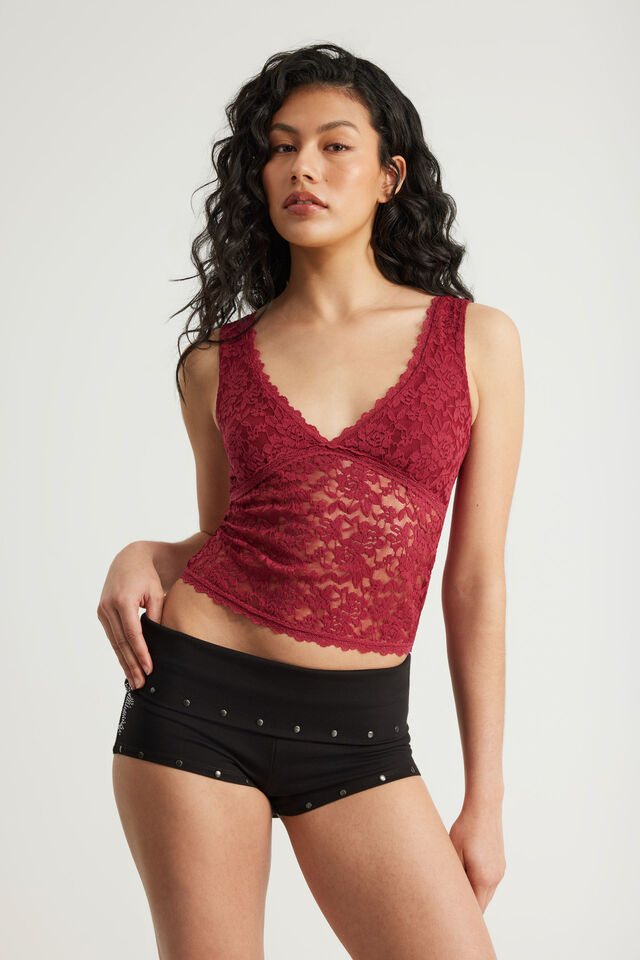 Lace V Neck Tank, SHIRAZ