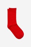 Girls Everyday Crew Sock, RED - alternate image 1