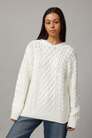 Joey Cable Knit Hoodie, WHITE - alternate image 5