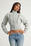 Funnel Neck Zip Through, GREY MARLE/MILITARY - example image 1