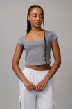 Sally Square Neck Tee, WASHED STEEL - alternate image 1