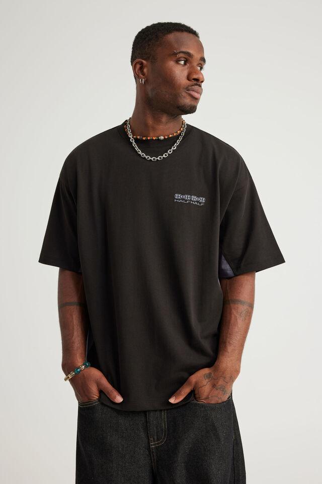 Half Half Box Fit Panelled Tee, HH BLACK/COLD HARBOUR TREKKER
