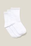 Meias - Kids 3PK Crew Socks, WHITE - vista alternativa 1