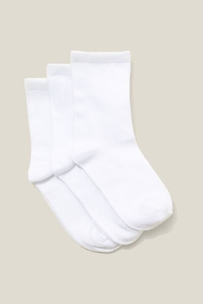 Meias - Kids 3Pk Crew Socks, WHITE