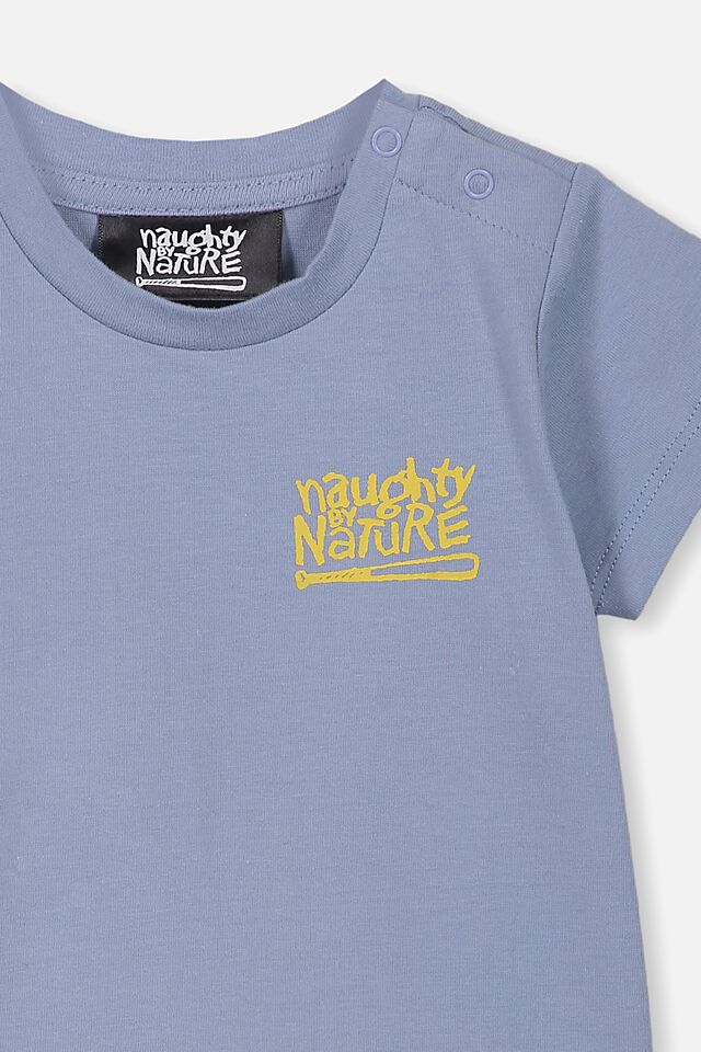 Naughty By Nature Short Sleeve Baby Tee, LCN MT DUSTY BLUE NAUGHTY BY NATURE