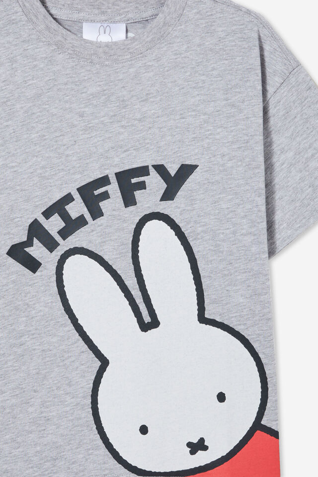 Miffy Drop Shoulder Short Sleeve Tee, LCN MIF FOG GREY MARLE/MIFFY