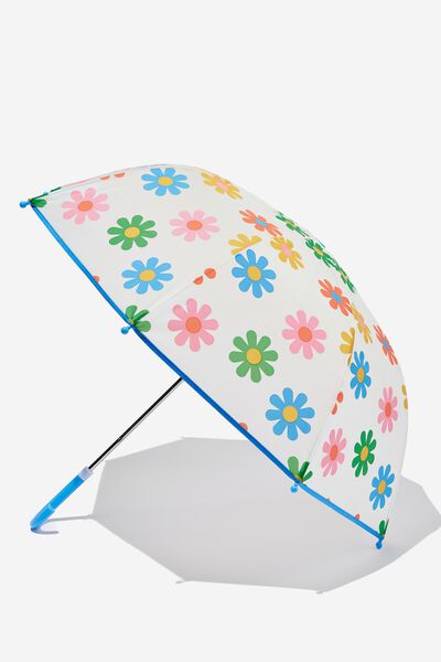 Kids Cloudburst Umbrella, BRUNY DAISY/CLEAR