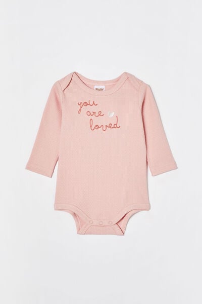 Macacão - Organic Newborn Pointelle Long Sleeve Bubbysuit, ZEPHYR/YOU ARE LOVED