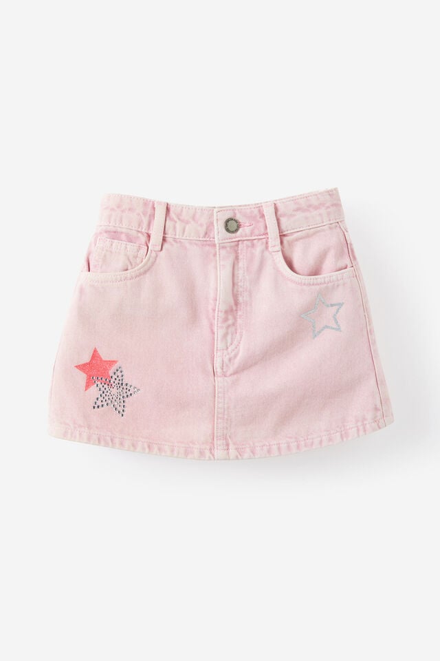 Alayna Aline Denim Skort, MARSHMALLOW/STAR BLING