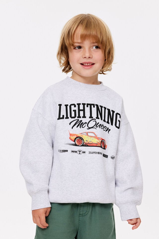 Lightning McQueen Disney Pixar Oversized Crew, LCN DIS GREY MARLE/ LIGHTNING MCQUEEN
