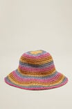 Kids Crochet Bucket Hat, RAINBOW STRIPE - alternate image 1