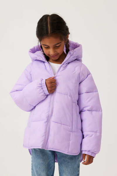 Unisex Hooded Puffer Jacket, LILAC DROP