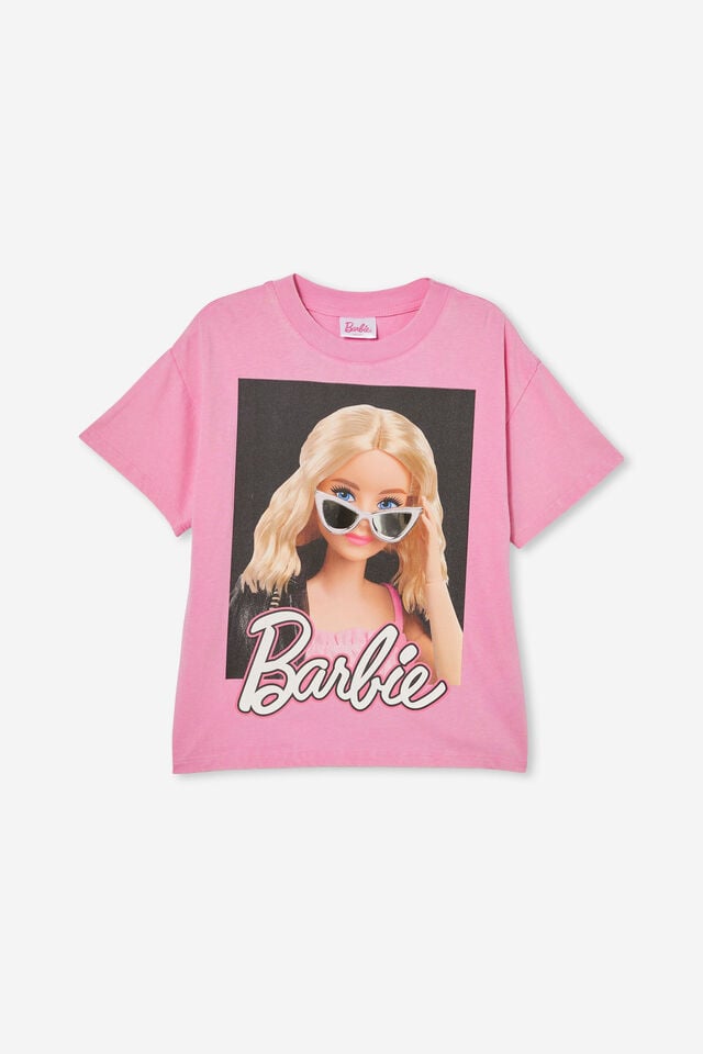 Barbie Drop Shoulder Short Sleeve Tee, LCN MAT BARBIE SUNGLASSES/PINK GERBERA